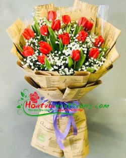 Bó tulip đỏ-Trái tim rung động-HT376