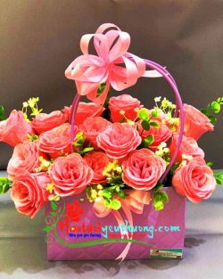 Giỏ hoa sáp nhũ hồng xinh-HT865