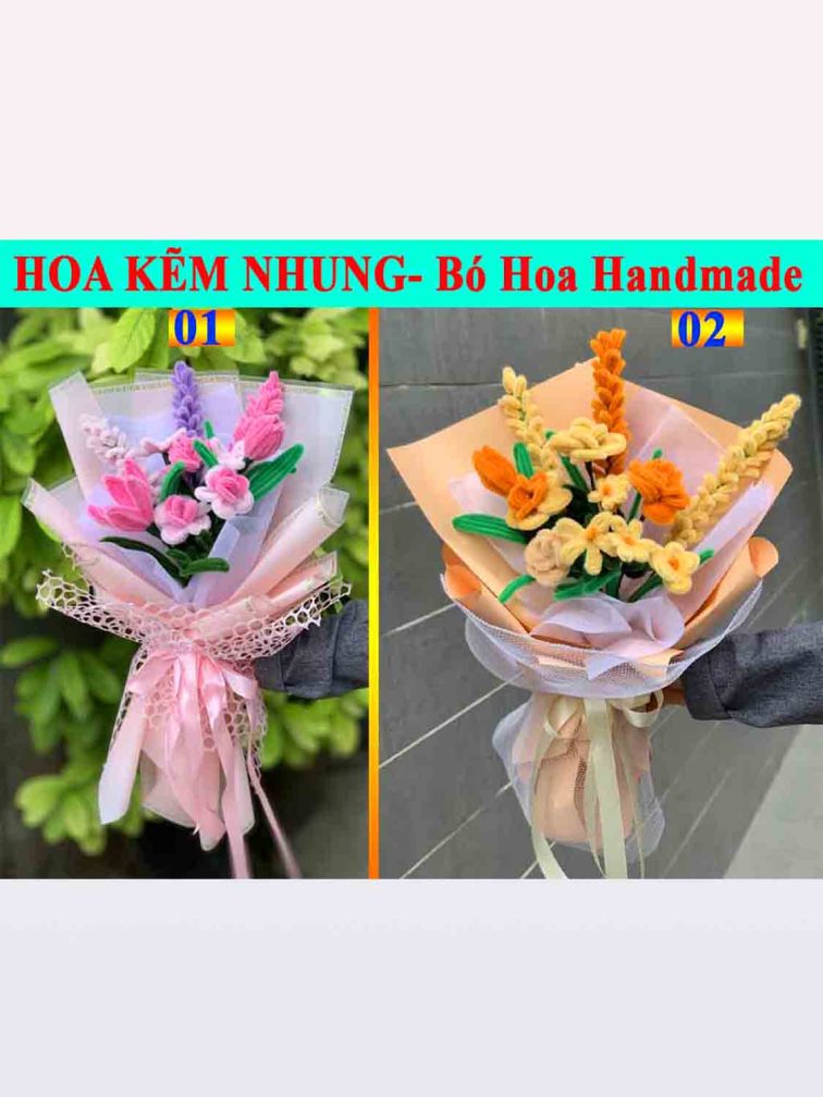 Bó hoa kẽm nhung handmade -HT870