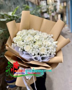 Bó hoa hồng trắng tinh khôi-HT875