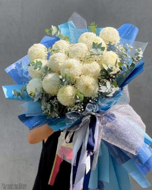 Bó cúc mẫu đơn trắng-HT73