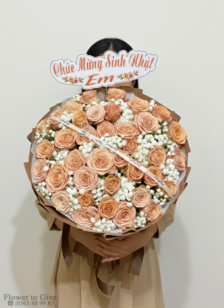 Bó hồng capuchino a gift fo you-HT27