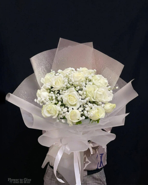 Bó hồng trắng xinh-HT69