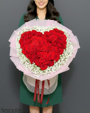 Bó trái tim đỏ I love you-HT35