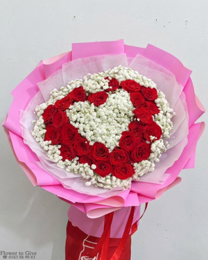 Bó trái tim đỏ-baby love-HT147