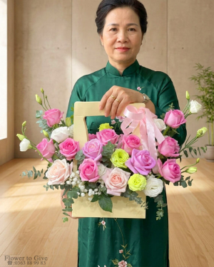 Giỏ hồng xinh xinh chúc mừng-HT125